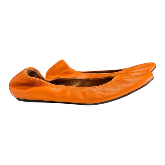 Lanvin Paris Ballet Flats Orange Leather Slip On Sz 36 - Picture 4 of 14